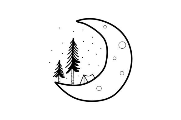 Download Tent on the Moon Procreate Brush Stamp - Moon procreate Collection