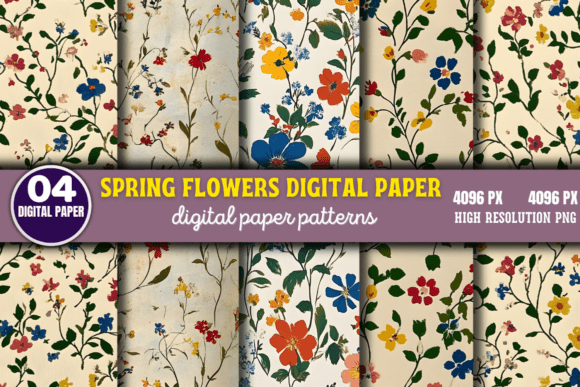 Download Spring Flowers Digital Paper Pattern 2 - Flowers Collection