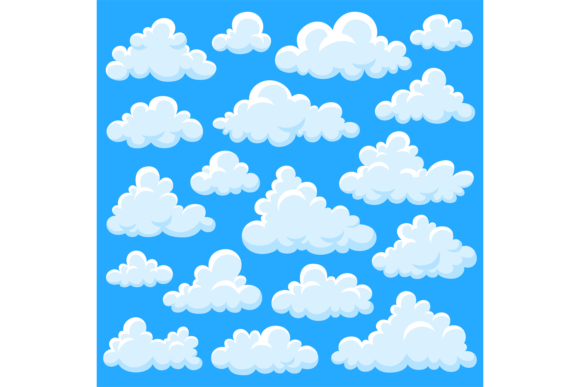 Download White Cartoon Clouds. Fluffy Cloud, over - Premium Bundle