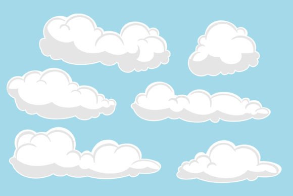 Download Cartoon Clouds on a Blue Background - Premium Resources