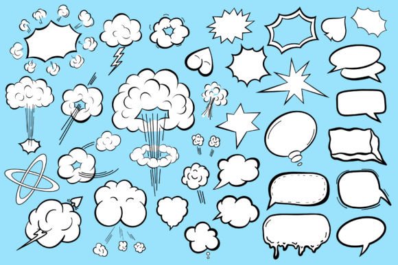 Download Set of Cartoon Clouds, Explosions - Cartoon clouds Collection
