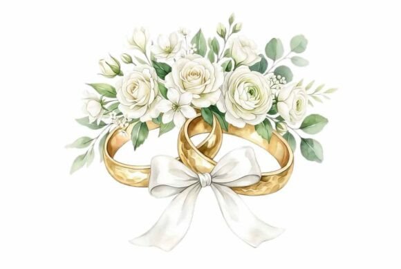 Download Gold Wedding Rings White Flowers - Flowers Collection