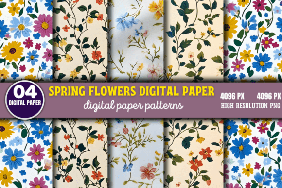 Download Spring Flowers Digital Paper Pattern 6 - Flowers Collection