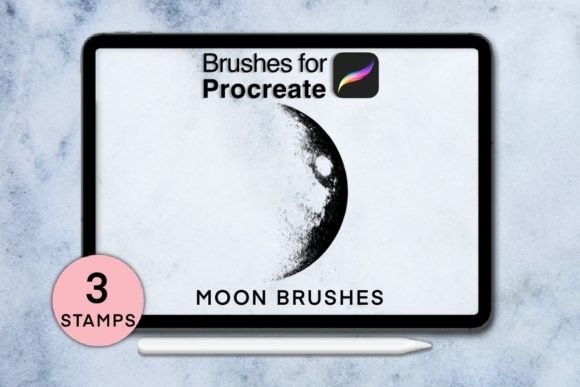 Download 3 Moon Procreate Stamps - Moon procreate Collection