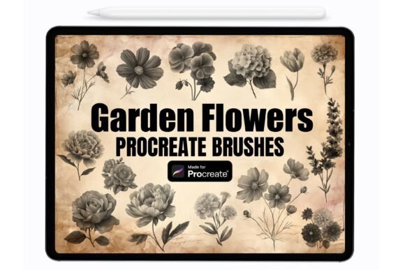 Download Garden Flowers Procreate Stamps Brushes - Flowers Collection
