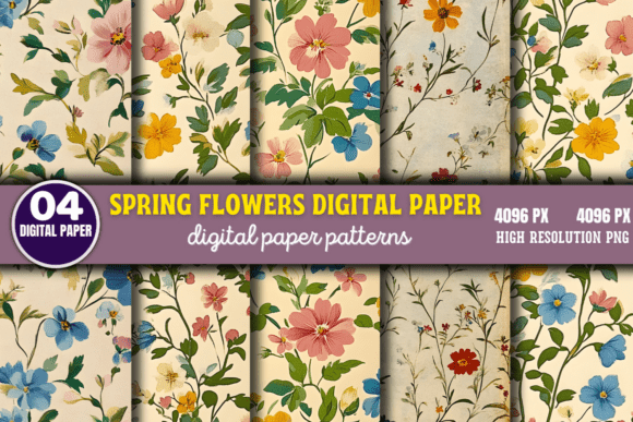 Download Spring Flowers Digital Paper Pattern 3 - Flowers Collection