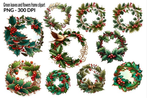 Download Green Leaves and Flowers Frame Clipart - Flowers Collection
