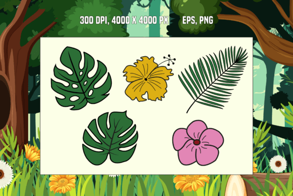 Download Tropical Leaves and Flowers - Flowers Collection