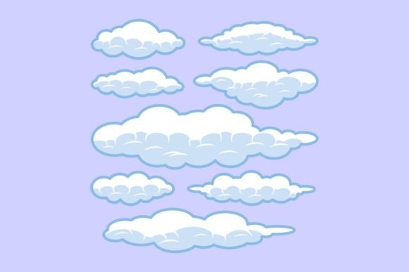 Download Cartoon Clouds Collection with Line - Premium Resources